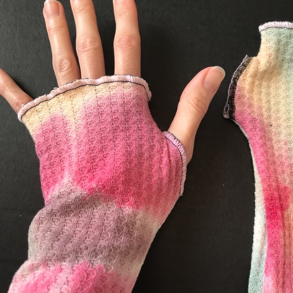 Festival Arm Covers Pink Tie Dye Arm Warmers Blue Gloves Ombre Sun Sleeves Socks - Picture 3 of 5